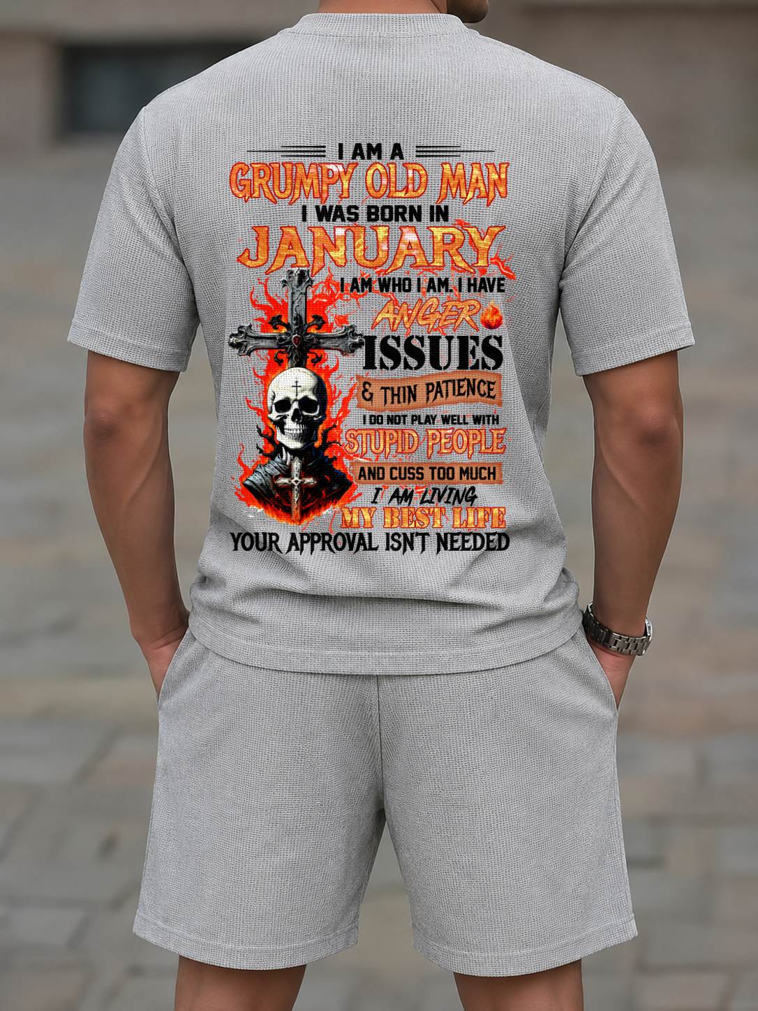 JANUARY - I AM A GRUMPY OLD MAN - BIRTHDAY CASUAL SUIT FOR MEN - MEN TEE - Waffle casual suit M13 - LUAN01 (SKU2607-237-01)