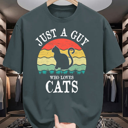 Cat Love Shirt, Funny Cat Lover Gift UnisexT-Shirt/Hoodie/Sweatshirt HLT00 - Just A Guy Who Loves Cats T-Shirt (1)