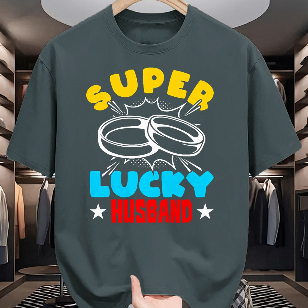 Best Husband Shirt, Wife and Husband Unisex T-Shirt/Hoodie/Sweatshirt HLT00 - Super Lucky Husband - Funny Wife Husband Marriage T-Shirt