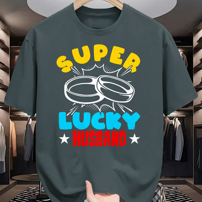 Best Husband Shirt, Wife and Husband Unisex T-Shirt/Hoodie/Sweatshirt HLT00 - Super Lucky Husband - Funny Wife Husband Marriage T-Shirt