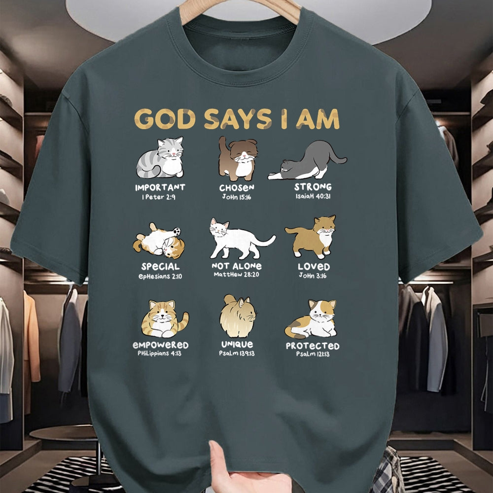 Cat Love Shirt, Funny Cat Lover Gift UnisexT-Shirt/Hoodie/Sweatshirt HLT00 - God Says I Am Cat Cute Cats Lover Bible Verse Christian T-Shirt