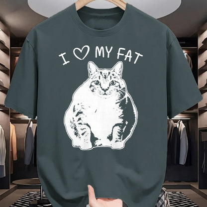 Cat Love Shirt, Funny Cat Lover Gift UnisexT-Shirt/Hoodie/Sweatshirt HLT00 - I Love My Fat Cat Funny Cat Lover T-Shirt Gift Idea T-Shirt