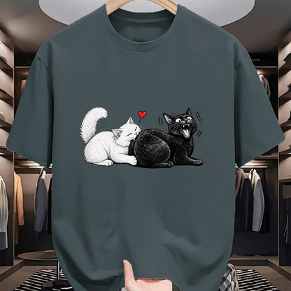 Cat Love Shirt, Funny Cat Lover Gift UnisexT-Shirt/Hoodie/Sweatshirt HLT00 - Women_s Funny Cat Couple Black White Cats Love Cat Biting Cat Butt V-Neck T-Shirt