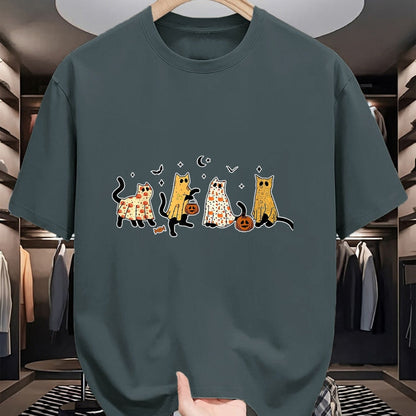Cat Love Shirt, Funny Cat Lover Gift UnisexT-Shirt/Hoodie/Sweatshirt HLT00 - Cute Black Cats in Ghost Costume Women and Men Halloween T-Shirt, Women, Black, Medium