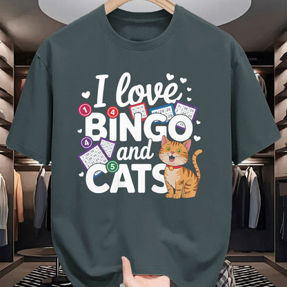 Cat Love Shirt, Funny Cat Lover Gift UnisexT-Shirt/Hoodie/Sweatshirt HLT00 - Cat Lover I Love Bingo And Cats Gambling Bingo Player Bingo Men Women T-Shirt