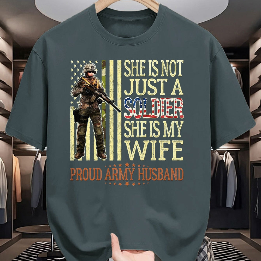 Best Husband Shirt, Wife and Husband Unisex T-Shirt/Hoodie/Sweatshirt HLT00 - She is Not Just A Soldier She is My Wife Proud Army Husband T-Shirt, Men, Black, 3X-Large