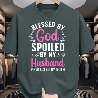 Best Husband Shirt, Wife and Husband Unisex T-Shirt/Hoodie/Sweatshirt HLT00 - Funny Spoiled Wife Art For Women Girls Husband Spoiled Wife T-Shirt