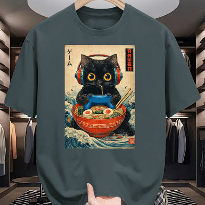 Cat Love Shirt, Funny Cat Lover Gift UnisexT-Shirt/Hoodie/Sweatshirt HLT00 - Cat Ramen Japanese Funny Graphic Tees Kawaii Cat Anime Gifts T-Shirt
