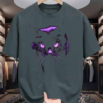 Cat Love Shirt, Funny Cat Lover Gift UnisexT-Shirt/Hoodie/Sweatshirt HLT00 - Cool Halloween Shirt Purple Cat, Witches Familiar, Cat_s Eye T-Shirt, Women, Black, X-Large