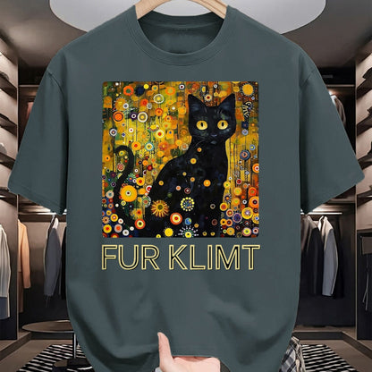 Cat Love Shirt, Funny Cat Lover Gift UnisexT-Shirt/Hoodie/Sweatshirt HLT00 - Black Cat in Klimt Painting, Cat Lover, Artist Art Student T-Shirt, Men, Black, 3X-Large