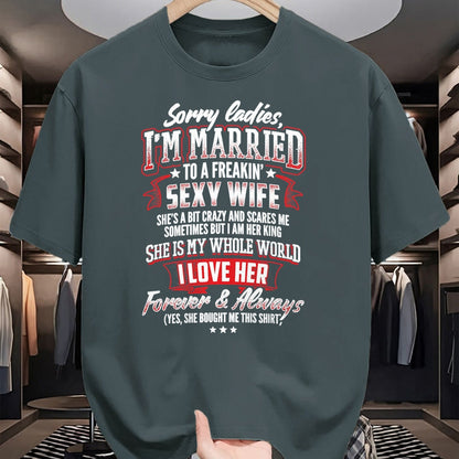 Best Husband Shirt, Wife and Husband Unisex T-Shirt/Hoodie/Sweatshirt HLT00 - Sorry Ladies I_m Married to A Freaking Awesome Wife Shirt T-Shirt