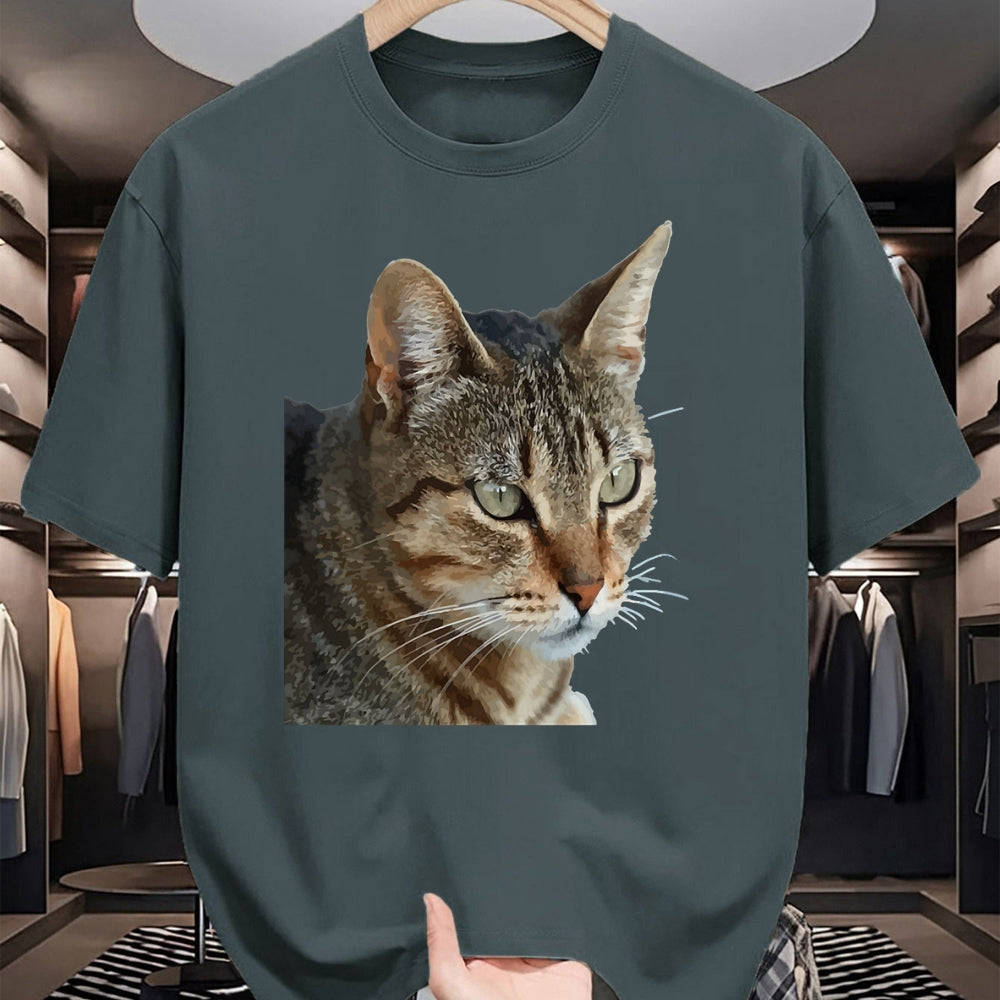 Cat Love Shirt, Funny Cat Lover Gift UnisexT-Shirt/Hoodie/Sweatshirt HLT00 - Stunning Tabby Cat Close Up Portrait Vector T-Shirt (1)