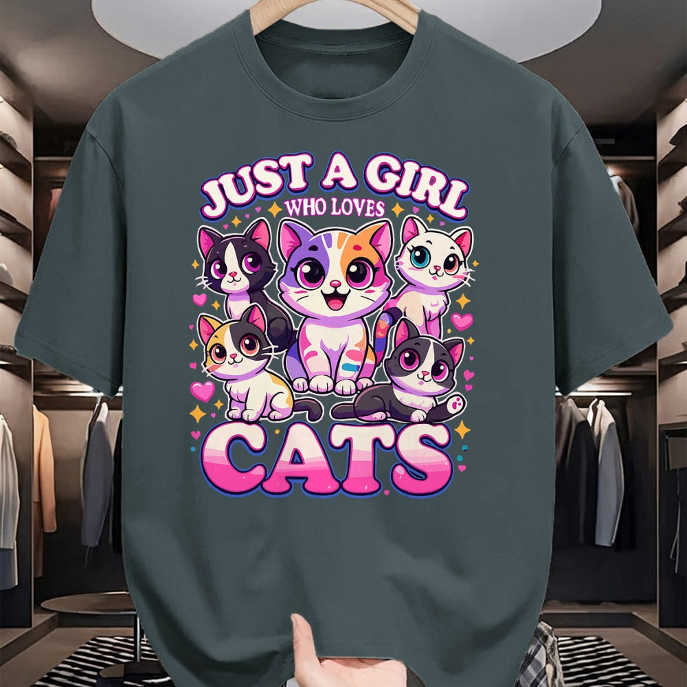 Cat Love Shirt, Funny Cat Lover Gift UnisexT-Shirt/Hoodie/Sweatshirt HLT00 - Cat Just a Girl Who Loves Cats T-Shirt