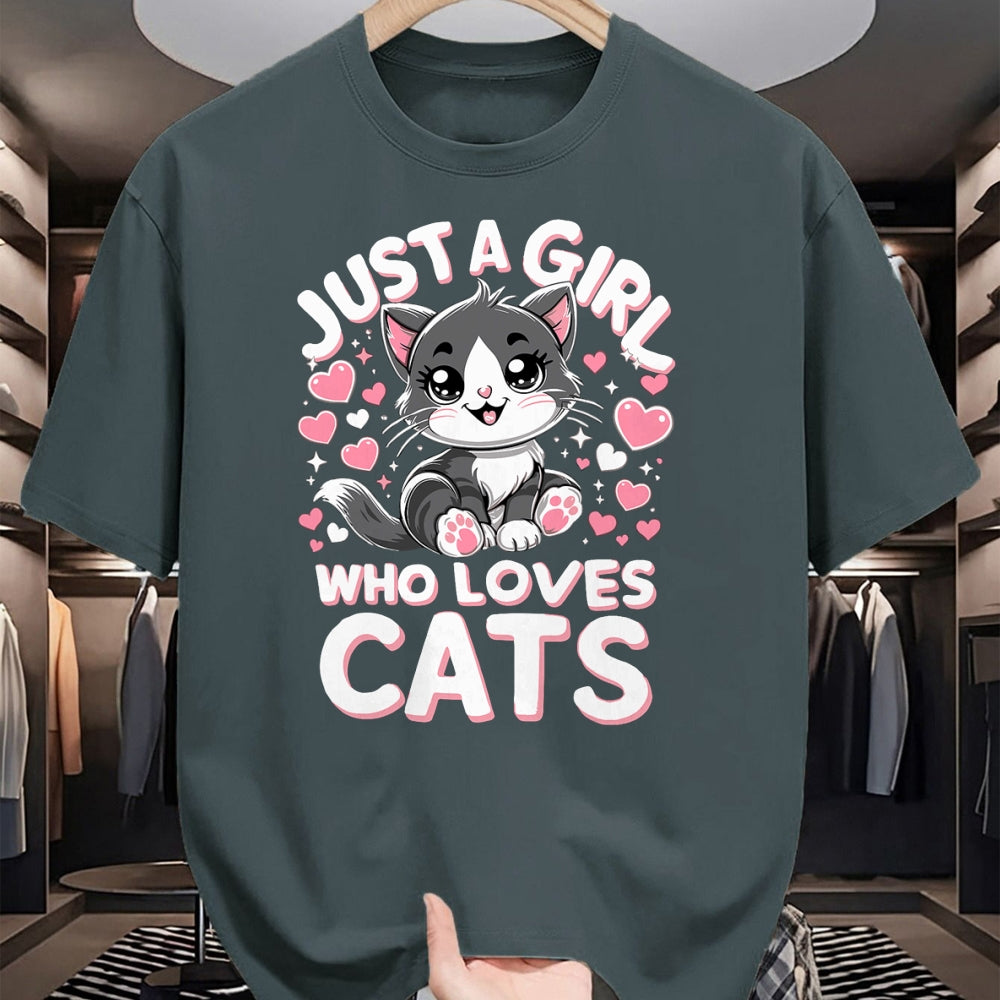 Cat Love Shirt, Funny Cat Lover Gift UnisexT-Shirt/Hoodie/Sweatshirt HLT00 - Just A Girl Who Loves Cats Cute Cat T-Shirt (1)