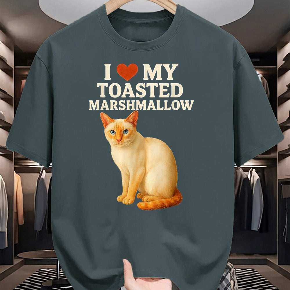 Cat Love Shirt, Funny Cat Lover Gift UnisexT-Shirt/Hoodie/Sweatshirt HLT00 - I Love My Toasted Marshmallow Siamese Cat Kitten Valentines T-Shirt, Women, Heather Blue, Medium