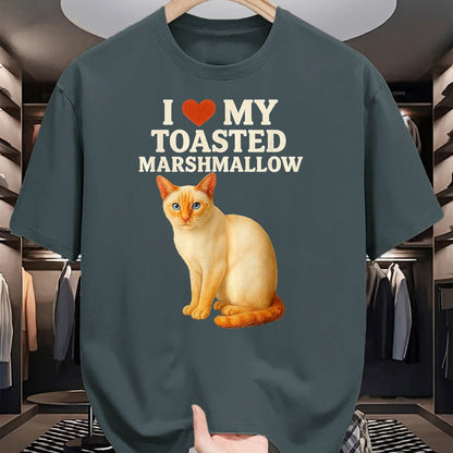 Cat Love Shirt, Funny Cat Lover Gift UnisexT-Shirt/Hoodie/Sweatshirt HLT00 - I Love My Toasted Marshmallow Siamese Cat Kitten Valentines T-Shirt, Women, Heather Blue, Medium