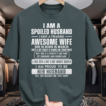 Best Husband Shirt, Wife and Husband Unisex T-Shirt/Hoodie/Sweatshirt HLT00 - Spoiled Husband Married to a Freaking Awesome March Wife T-Shirt