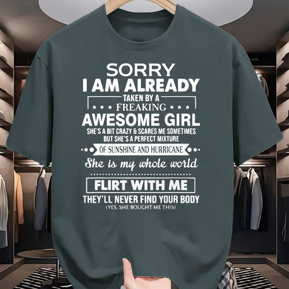 Best Husband Shirt, Wife and Husband Unisex T-Shirt/Hoodie/Sweatshirt HLT00 - Mens Sorry I_m Already Taken by a Freaking Awesome Girl T-Shirt