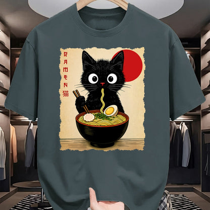 Cat Love Shirt, Funny Cat Lover Gift UnisexT-Shirt/Hoodie/Sweatshirt HLT00 - Anime Cat Ramen Japanese Funny Cat Graphic Tees Anime Gifts T-Shirt