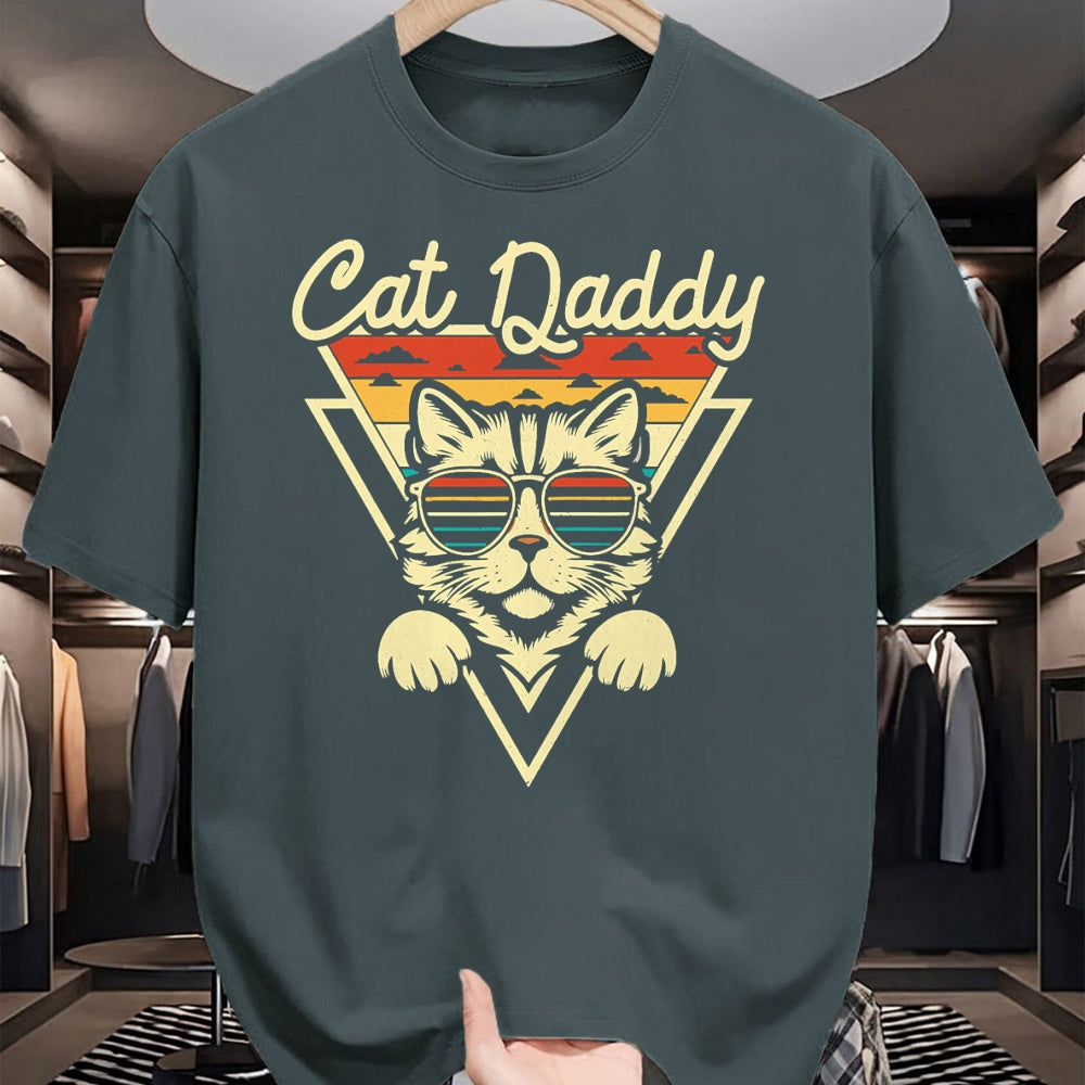 Cat Love Shirt, Funny Cat Lover Gift UnisexT-Shirt/Hoodie/Sweatshirt HLT00 - Cat Daddy Retro Sunglasses Cat Fur Dad Papa Vintage Cat Dad T-Shirt