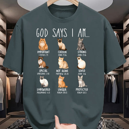 Cat Love Shirt, Funny Cat Lover Gift UnisexT-Shirt/Hoodie/Sweatshirt HLT00 - God Says I Am Cat Lover Bible Verses Christian Scripture Cat T-Shirt