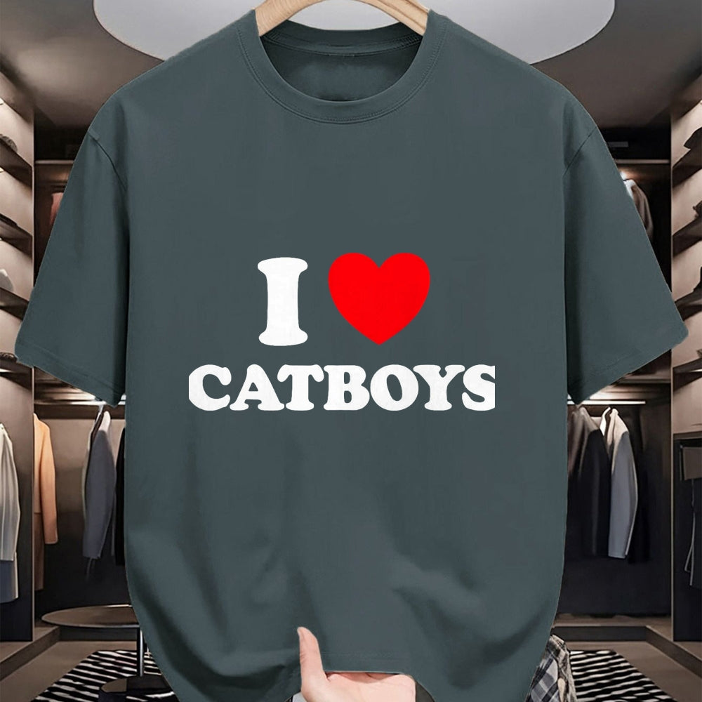 Cat Love Shirt, Funny Cat Lover Gift UnisexT-Shirt/Hoodie/Sweatshirt HLT00 - Cat Boy Heart Funny Cute Costume Furry Catboy Joke Meme Fan T-Shirt, Men, Black, 3X-Large