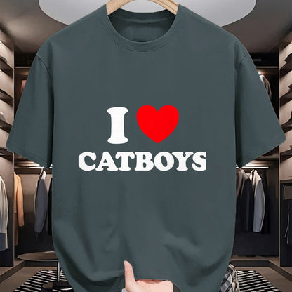 Cat Love Shirt, Funny Cat Lover Gift UnisexT-Shirt/Hoodie/Sweatshirt HLT00 - Cat Boy Heart Funny Cute Costume Furry Catboy Joke Meme Fan T-Shirt, Men, Black, 3X-Large