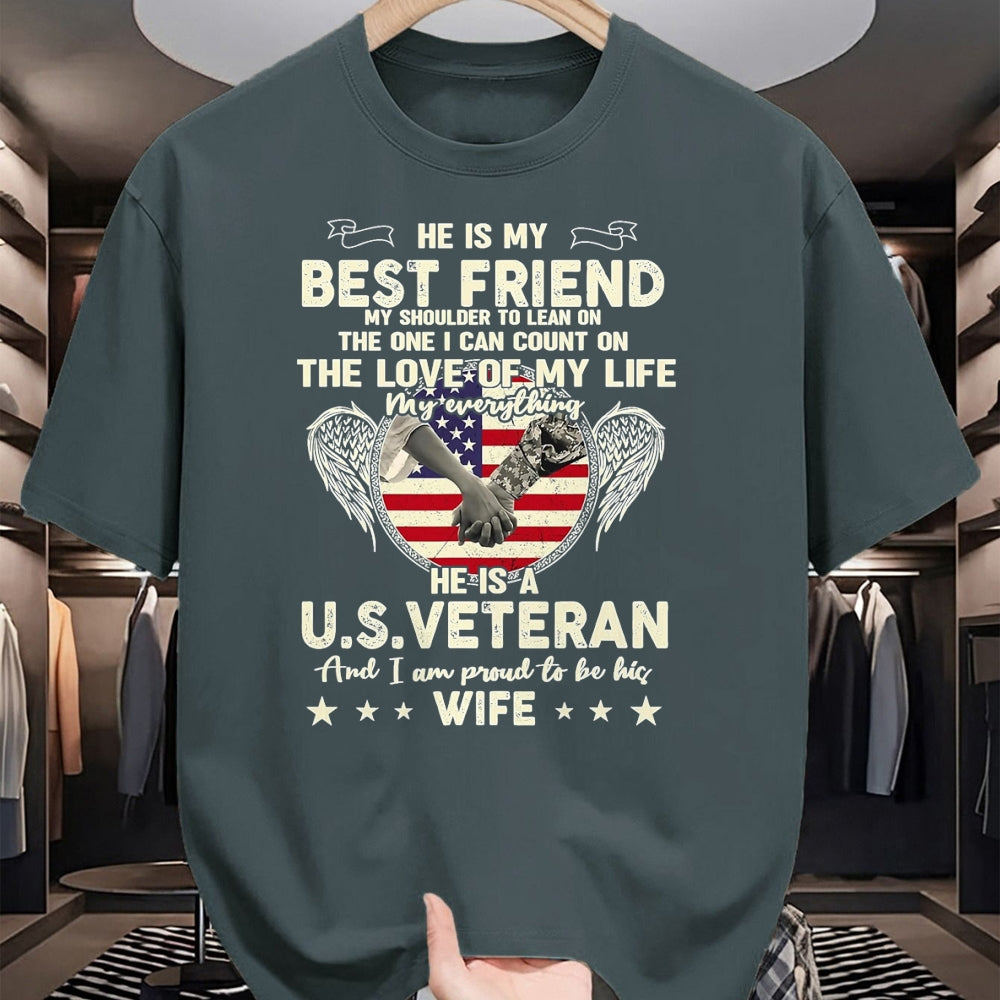 Best Husband Shirt, Wife and Husband Unisex T-Shirt/Hoodie/Sweatshirt HLT00 - Proud U.S. Veteran Wife Love & Support T-Shirt, Men, Black, 3X-Large