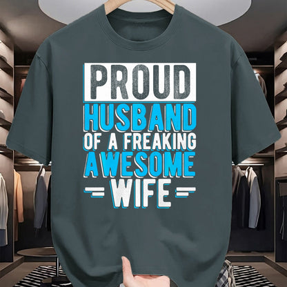 Best Husband Shirt, Wife and Husband Unisex T-Shirt/Hoodie/Sweatshirt HLT00 - Mens Proud Husband of A Freaking Awesome Wife Couple Love Performance T-Shirt
