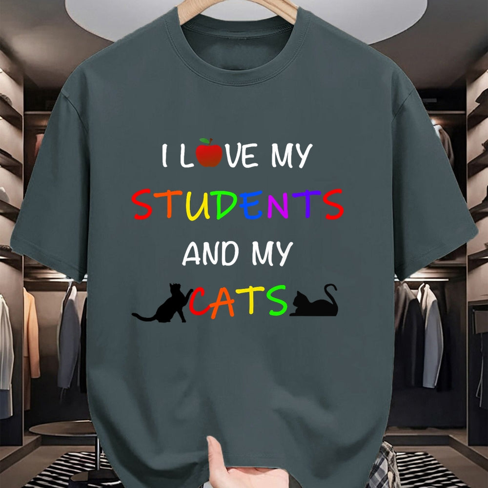Cat Love Shirt, Funny Cat Lover Gift UnisexT-Shirt/Hoodie/Sweatshirt HLT00 - I Love My Students And My Cats Cute Teacher Cat T-Shirt