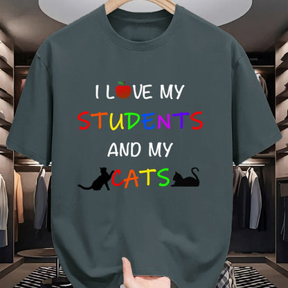 Cat Love Shirt, Funny Cat Lover Gift UnisexT-Shirt/Hoodie/Sweatshirt HLT00 - I Love My Students And My Cats Cute Teacher Cat T-Shirt