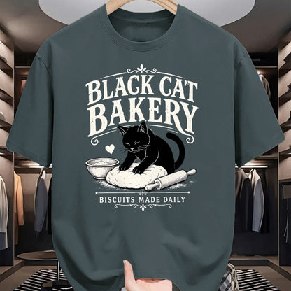 Cat Love Shirt, Funny Cat Lover Gift UnisexT-Shirt/Hoodie/Sweatshirt HLT00 - Black Cat Bakery Biscuits Made Daily Cat Lover Art T-Shirt