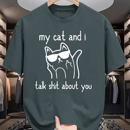 Cat Love Shirt, Funny Cat Lover Gift UnisexT-Shirt/Hoodie/Sweatshirt HLT00 - Cool Sunglasses Cat Lovers My Cats and I Talk Shit About You T-Shirt