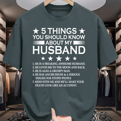 Best Husband Shirt, Wife and Husband Unisex T-Shirt/Hoodie/Sweatshirt HLT00 - 5 Things You Should Know About My Husband Marriage T-Shirt (1)