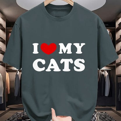 Cat Love Shirt, Funny Cat Lover Gift UnisexT-Shirt/Hoodie/Sweatshirt HLT00 - I Love My Cats, I Heart My Cats T-Shirt, Men, Black, 3X-Large (1)