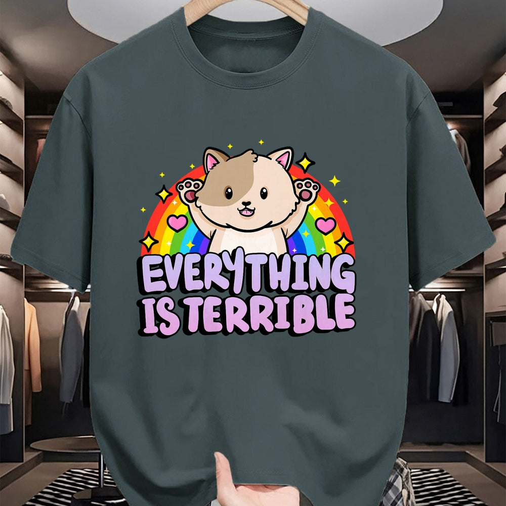 Cat Love Shirt, Funny Cat Lover Gift UnisexT-Shirt/Hoodie/Sweatshirt HLT00 - Everything is Terrible Sarcasm Rainbow Kitten Cute Cat T-Shirt (1)
