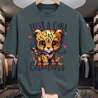 Cat Love Shirt, Funny Cat Lover Gift UnisexT-Shirt/Hoodie/Sweatshirt HLT00 - Just A Girl Who Loves Cheetahs Women Cheetah Cat Lover T-Shirt