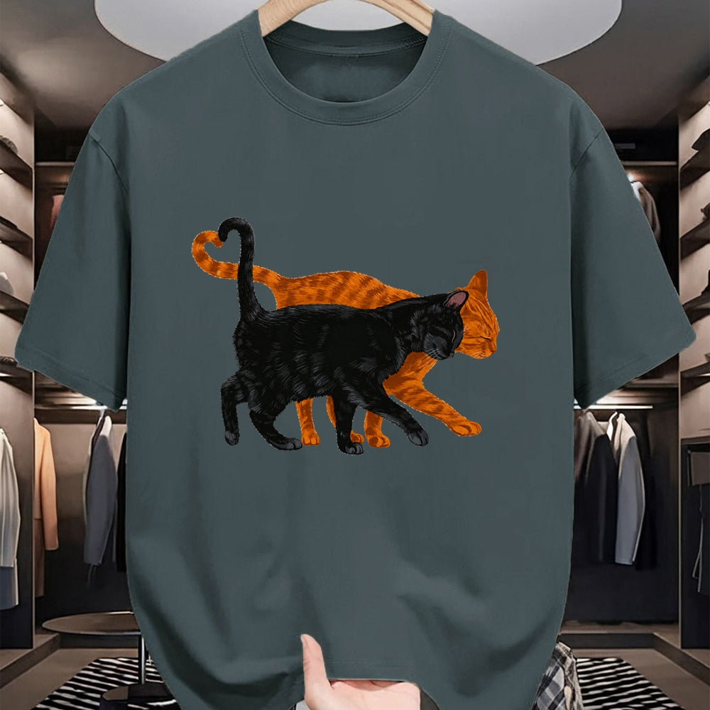 Cat Love Shirt, Funny Cat Lover Gift UnisexT-Shirt/Hoodie/Sweatshirt HLT00 - Black Cat Orange Cat Heart Tail Love T-Shirt