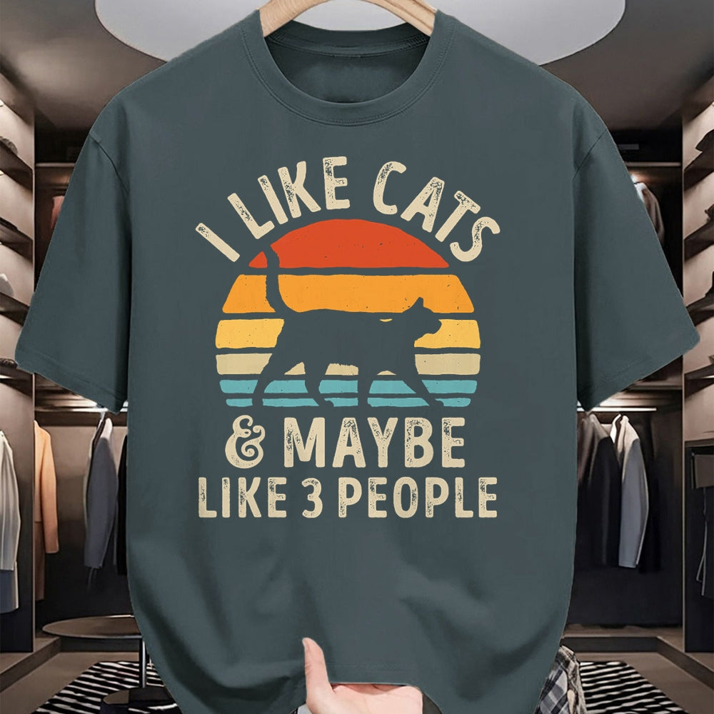 Cat Love Shirt, Funny Cat Lover Gift UnisexT-Shirt/Hoodie/Sweatshirt HLT00 - I Like Cats and Maybe Like 3 People Cat Retro Men T-Shirt