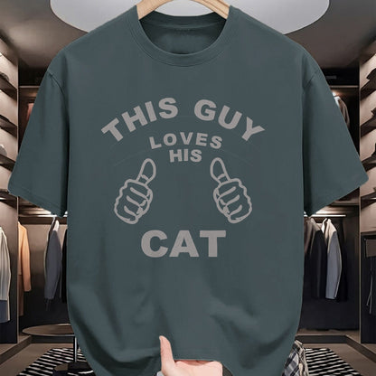 Cat Love Shirt, Funny Cat Lover Gift UnisexT-Shirt/Hoodie/Sweatshirt HLT00 - This Guy Loves His Cat Pet Owners Kitten Cat Dad Cat Man T-Shirt