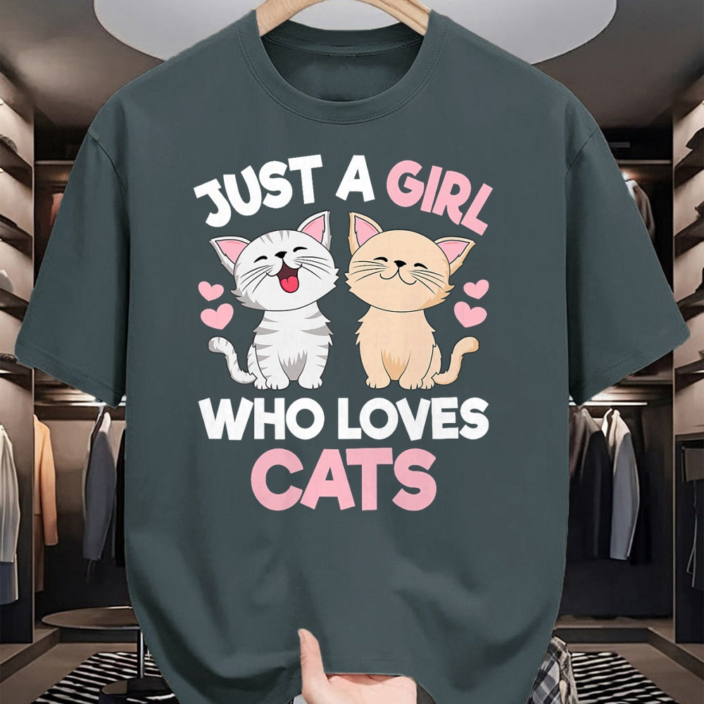 Cat Love Shirt, Funny Cat Lover Gift UnisexT-Shirt/Hoodie/Sweatshirt HLT00 - Just A Girl Who Loves Cats Cute Cat Lover Kitty Girls Kids T-Shirt