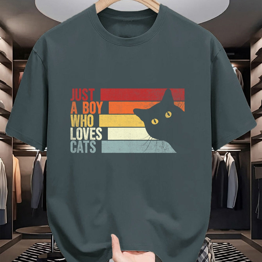Cat Love Shirt, Funny Cat Lover Gift UnisexT-Shirt/Hoodie/Sweatshirt HLT00 - Just A Boy Who Loves Cats. Funny Cats Lover T-Shirt (1)