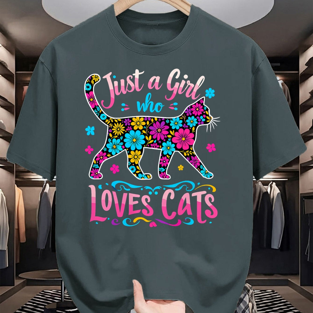 Cat Love Shirt, Funny Cat Lover Gift UnisexT-Shirt/Hoodie/Sweatshirt HLT00 - Cat Cute Just A Girl Who Loves Cats T-Shirt