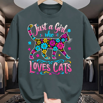 Cat Love Shirt, Funny Cat Lover Gift UnisexT-Shirt/Hoodie/Sweatshirt HLT00 - Cat Cute Just A Girl Who Loves Cats T-Shirt