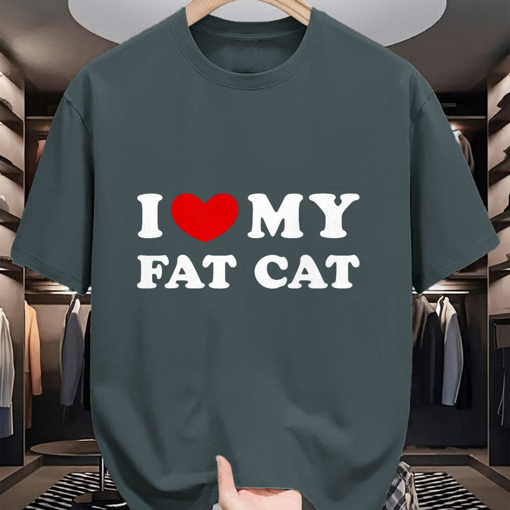 Cat Love Shirt, Funny Cat Lover Gift UnisexT-Shirt/Hoodie/Sweatshirt HLT00 - I Love My Fat Cat, I Heart My Fat Cat T-Shirt, Men, Black, 3X-Large