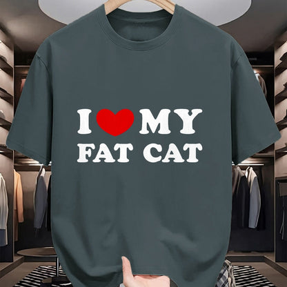 Cat Love Shirt, Funny Cat Lover Gift UnisexT-Shirt/Hoodie/Sweatshirt HLT00 - I Love My Fat Cat, I Heart My Fat Cat T-Shirt, Men, Black, 3X-Large