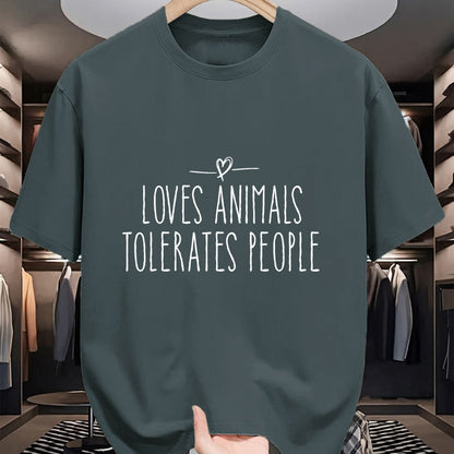 Cat Love Shirt, Funny Cat Lover Gift UnisexT-Shirt/Hoodie/Sweatshirt HLT00 - loves animals tolerates people quote Cat Lover & Dog Love T-Shirt