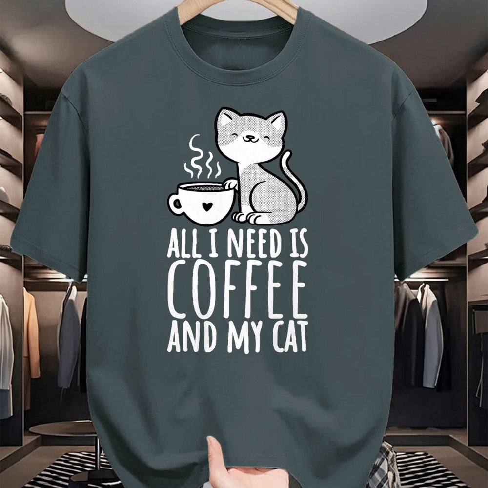 Cat Love Shirt, Funny Cat Lover Gift UnisexT-Shirt/Hoodie/Sweatshirt HLT00 - All I Need is Coffee and My Cat, Coffee Men and Women T-Shirt