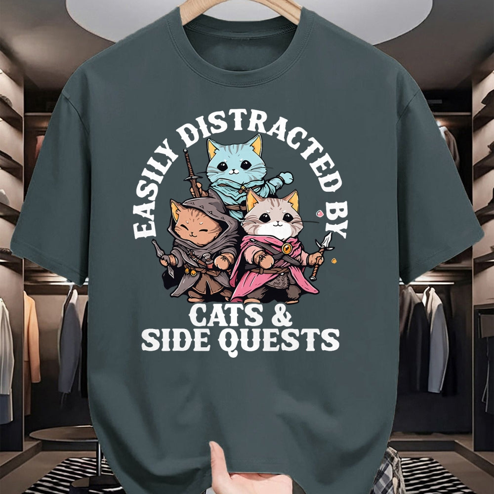 Cat Love Shirt, Funny Cat Lover Gift UnisexT-Shirt/Hoodie/Sweatshirt HLT00 - Cats Side Quest Distracted Tabletop Funny Men Women Kids Dad T-Shirt