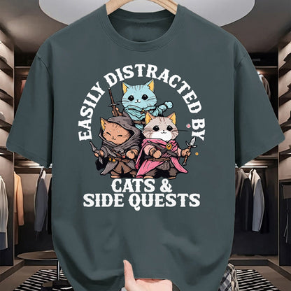 Cat Love Shirt, Funny Cat Lover Gift UnisexT-Shirt/Hoodie/Sweatshirt HLT00 - Cats Side Quest Distracted Tabletop Funny Men Women Kids Dad T-Shirt